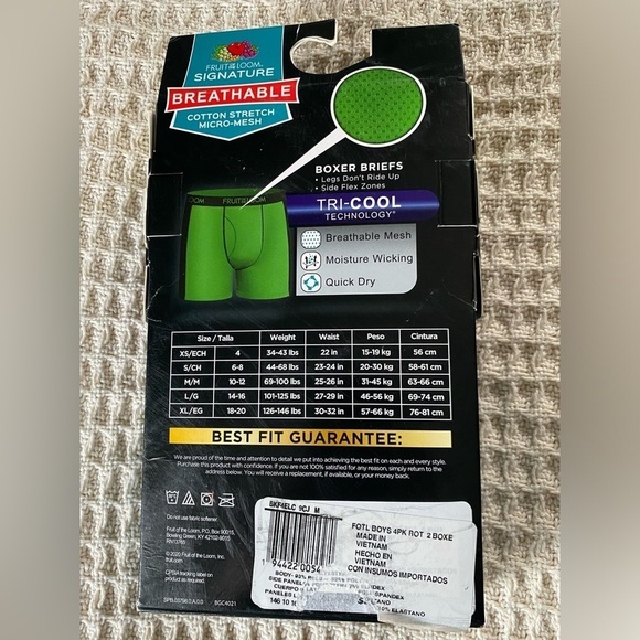 NWT Fruit of the Loom Cotton Breathable MicroMesh Boy 4 Boxer Brief Sz: M 10-12 - Picture 1 of 3